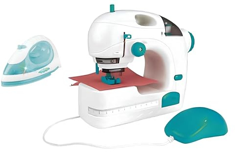 Machine à coudre jouet pour enfants avec lumière et tiroir porte-objets, fonctionnement à piles, fer à repasser - jeu éducatif 3 ans + idée cadeau