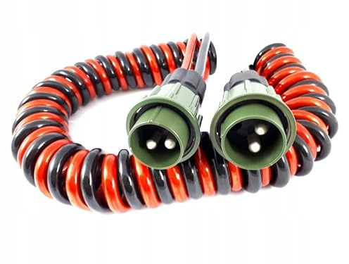 NATO Elektrowendel 4 Meter 2x50mm² 12V 24V VG96917 mit 2 NATO Steckern Spiralkabel Starthilfekabel Bundeswehr LKW Nutzfahrzeug Anhänger Traktor Offroad Feuerwehr