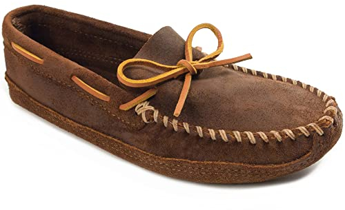 Minnetonka Herren-Softsohle mit doppelter Unterseite, Brauner Ruf, 41.5 EU