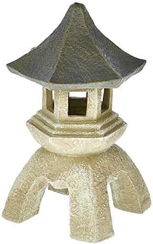 Design Toscano Complemento d'arredo in stile asiatico Lanterna pagoda Statua da esterni, poliresina, pietra bicolore, Media 25,5 cm