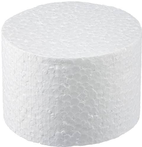 Rayher Hobby RAYHER Styropor Scheibe, Durchmesser:10cm, Höhe: 7cm, ideal als Cake Pop Ständer/ Kuchen-Dummy, Weiß