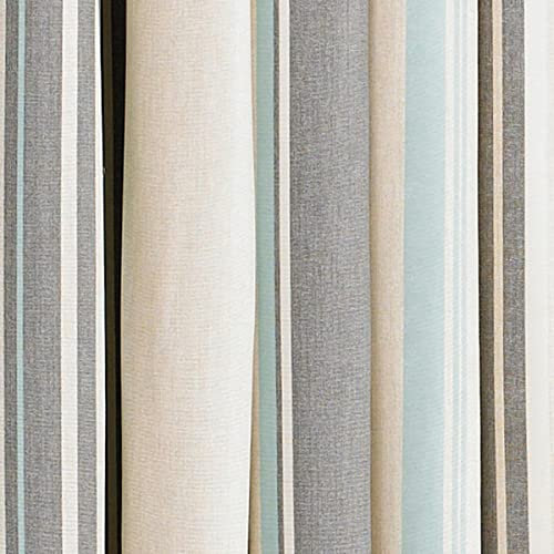 Riva Paoletti Broadway Ringtop Eyelet Curtains (Pair) - Blue, Grey and Cream, 168cm x 229cm