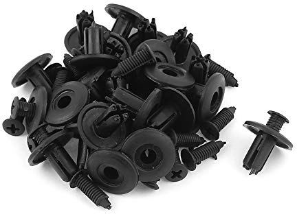 sourcing map 25 Stück schwarzer Kunststoff Push in Stoßstange Tür Nieten Clip 8mm Loch Universal de