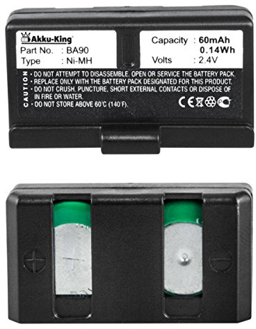 Akku kompatibel mit Sennheiser BA90 - NI-MH 60mAh - für A100A A1 H100 H200 H200 HDE1030 HDI1029 HDI91 HDI92 RI100, E90, E180