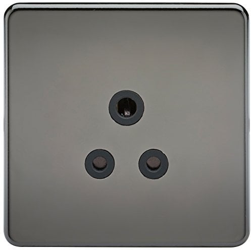 Knightsbridge SF5ABN Screwless 5A Unswitched Socket Nickel with Black Insert, 230 V