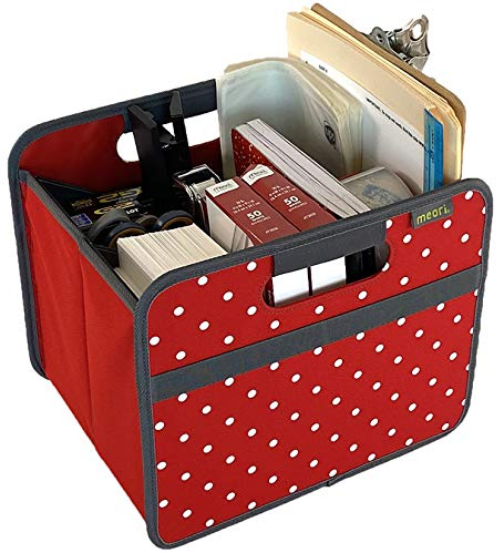 meori Faltbox Small in Rot mit Punkten - Stabile Klappbox S mit Griffen - perfekte Allzweck Aufbewahrungslösung - Tragkraft bis 30 kg - A100063 - 32 x 26,5 x 27,5 cm