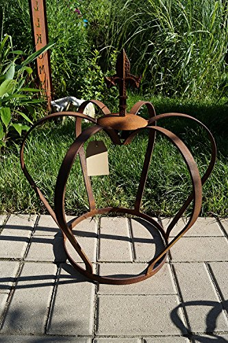 Dekostüberl Edelrost Krone bauchig mit Lilienspitze 54 x 50cm Gartendekoration Metall
