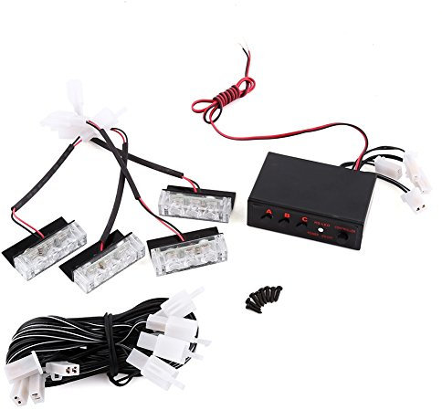 4x3 LED Strobe Spia 12V Emergenza Lampeggiante Beacon Lampada Per Car Van Truck (rosso + Blu/Bianco) (Colore : Red and Blue)