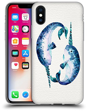 Head Case Designs Offizielle Cat Coquillette Blauer Narwal Meer Gel Handyhülle Hülle [Militärischer Schutzgrad] Kompatibel mit Apple iPhone X/iPhone XS