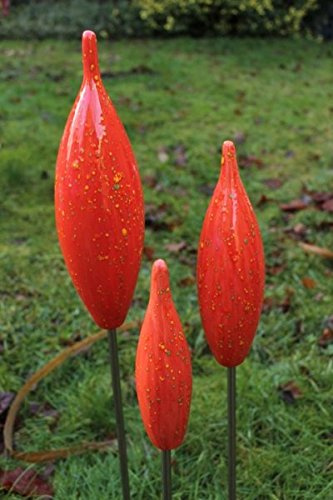 Manufaktur Lichtbogen Spitzen aus Keramik - rot - 30/25/20 cm Garten Rosenkugel Zapfen
