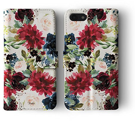 Tirita Compatible with iPhone 6 Plus & 6s Plus Flip Wallet Case Cover PU Leather Floral Flowers Colourful Roses Daisies Spring