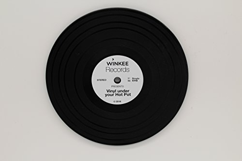 Winkee Schallplatten Topfuntersetzer | Der praktische Untersetzer rund in Schallplattenform | Silikonuntersetzter Ø 15 cm | Pfannenschutz aus Silikon | Unterlage für Töpfe | Musiker Geschenk