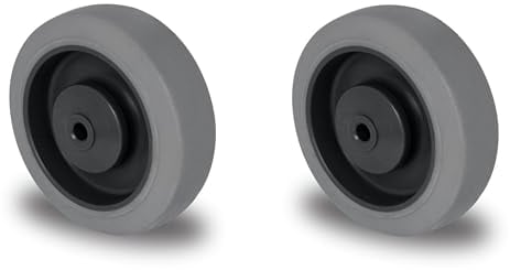 Abrollwerk 2er Set Einbaurad 125 mm – Robuste graue Gummirollen mit spurloser Oberfläche, langlebige M10 Kugellager, inklusive Achszubehör – Perfekt für geräuschlose, vielseitige Mobilität