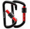 FresKaro 3inch Locking Carabiner Clips Heavy Duty, Strong 12kN Screw-gate Aluminum Carabina, Karabiner Hooks, Rust free, Lightweight, for Dog Lead, Hammocks, Swing, Camping, Key, D-Shaped, 2Pack,Black