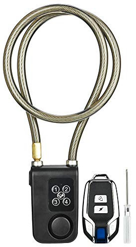 Serrure de Sécurité d'Alarme de Vélo, Étanche IP55 Serrure de Vélo avec Télécommande sans Fil, Verrouillage d'Alarme de Vélo, Électrique Code Câble en Acier Serrure de Chaîne Pour Moto/Vélo/Scooters