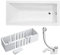 VBChome Badewanne 180x80 cm Acryl 3-in-1 KOMPLETT SET Siphon Wanne Rechteck Weiß Design Modern Wannenträger Ablaufgarnitur Chrome