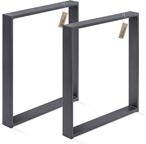 LAMO Manufaktur Tischbeine für Schreibtisch Esstisch, Simple Massive, Vierkantprofil 80x20 mm, Tischgestell 80x72 cm (BxH), Grau, 2 Stück, LTS-01-C-FF-7016