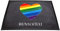 Personalisierte Regenbogen Fußmatte mit Wunschname/Wunschtext | Waschbar | rutschfest | Innen & Außen | (Regenbogen Herz)