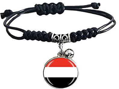 Yemen Flag Braided Bracelet Adjustable Nylon Chain Crystal Wristband Souvenir,Fashion Handmade Bracelet for Man & Woman Special Day's Gift