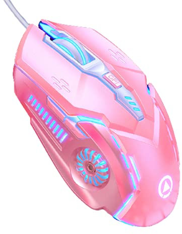 LJFLI Raton Gaming con Cable con Botones Laterales Silenciar ratón láser Accesorios de computadora de la maquinaria del Juego del Juego Luminoso,Pink