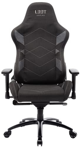 L33T Gaming Stuhl Bürostuhl Ergonomischer Chefsessel E-Sport Elite V4 PC-Stuhl mit Nacken-, u.Rückenpolster, PU-Lederbezug, Armlehnen, Verstellbarer Schreibtischstuhl E-Sports Gaming Chair, dunkelgrau