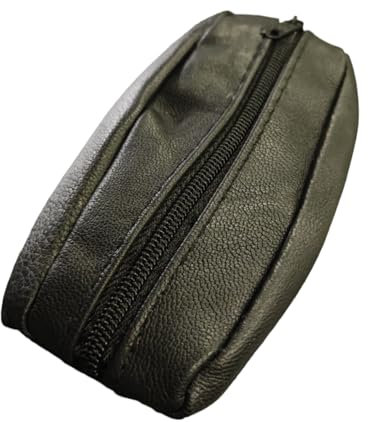 Maelsa® Porte-Monnaie Bourse Homme - Noir - pour Poches Pantalon ou Veste en Cuir Véritable Double Compartiment Monnaie Billet Porte-clefs Grain de café résistant Porte Monnaie