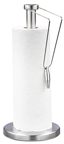 Relaxdays Küchenrollenhalter stehend, gebürsteter Edelstahl, HxD: 34 x 15 cm, Papierrollenhalter für die Küche, silber