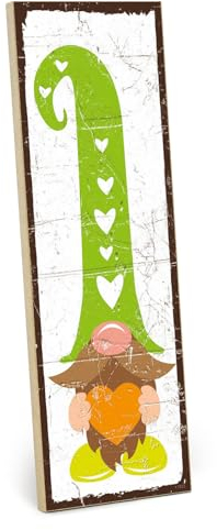 TypeStoff Holzschild mit Spruch – Wichtel – im Vintage-Look mit Zitat als Geschenk und Dekoration zum Thema Frühling – HS-01123