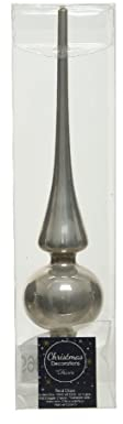 Decoris Grau Christbaumspitze 26cm Baumspitze Tannenbaumspitze Glas Weihnachtsspitze