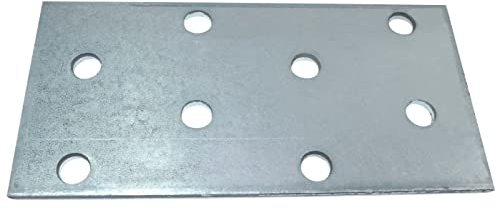 AERZETIX - C58297 - Satz mit 10 Platten montage perforiert 40x80x2mm mit 8 löcher - aus verzinktem stahl Z275 - befestigung aus metall holz - farbe silber