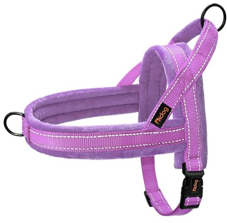 Didog Soft Flannel Padded Dog Vest Harness, No Pull/Quick Fit Reflective Dog Strap Harness, Easy for Training Walking (M:Chest 22-26, Purple)