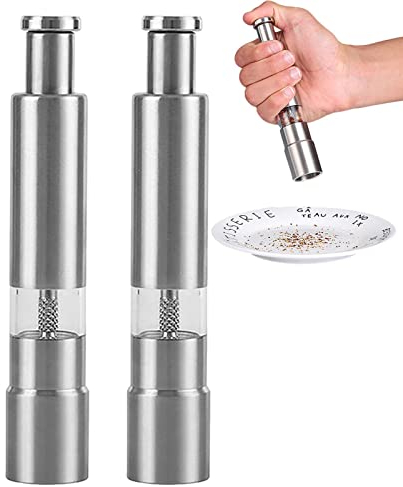 Baogao Molinillo de Sal y Pimienta,Molinillo de Sal y Pimienta con una Sola Mano | Juego de Molinillo de Sal y Pimienta de una Sola Mano o Herramienta de Molinillo de Especias Manual Individual