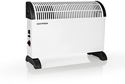 EASYmaxx Heizkonvektor 2000 W Elektro Heizung | mobilier Heizstrahler | energiesparendes Thermostat | Turbo-Heizung 3 Stufen Radiator schnelle Wärme + Überhitzungsschutz [Stahl | weiß/schwarz]
