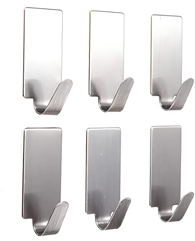 6 Set Haken Ohne Bohren aus Edelstahl, Handtuchhalter, Handtuchhaken, Towel Holder, Haken Zum Kleben im Badezimmer oder Küche, Selbstklebende Wandhaken Für Handtücher, Badzubehör, Badhaken Dusche