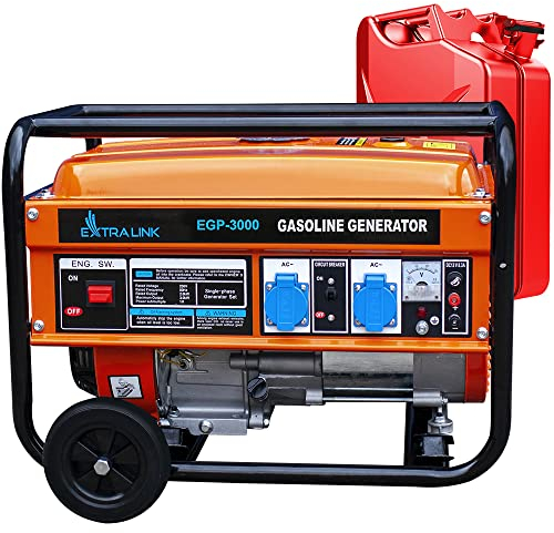 Generador electrico gasolina,Grupo electrógeno 3kW 1F, Potencia máx. 3000W, Capacidad del depósito 15L, funcionamiento hasta 11 horas, Generador silencioso con Protección contra averías/sobrecargas