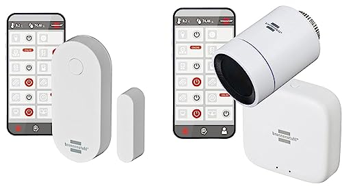 Brennenstuhl Connect Zigbee Tür- und Fensterkontakt TFK CZ 01 (Smarter Fenstersensor, kostenlose App) + Zigbee Heizkörperthermostat Starter-Set (1x Gateway GWY CZ 01, 1x Heizkörperthermostat HT CZ 01)