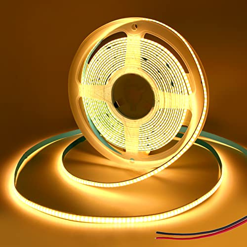 Yamlten DC 12V 5mm COB LED Streifen 2m,3000K Warmweiss,320 LEDs/M,LED Strip Light für TV Hintergrundbeleuchtung,Computer,Schrank,Schlafzimmer.（nur Draht