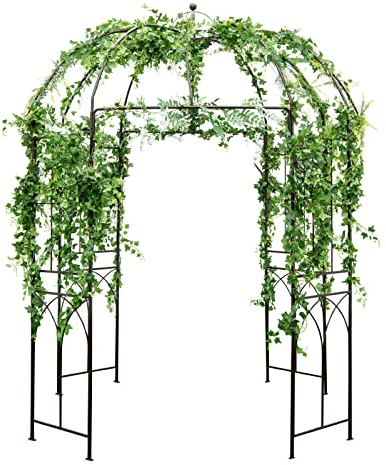 COSTWAY Rosenbogen, Metall Torbogen Rankhilfe Rankgitter Rankbogen Gartenbogen, Rosenpavillon für Kletterpflanzen, Hochzeit, 211 x 211 x 256 cm