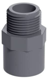 Male Female Connectors PVC Grey Metric Plumbing Pipe Fitting Adapters for Aquarium Fish Tank Pond Solvent Weld Plumbing (Threaded Male Connector, 50mm to 1 1/2)