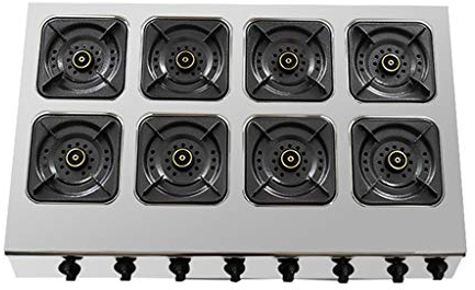 Multifunctional Commercial Gas Hob Stove, Suitable for Natural Gas/liquefied Gas 3/4/6/8 Burner Gas Stove, Stainless Steel Integral Molding Desktop Cooktop (Natural Gas 8 burner)