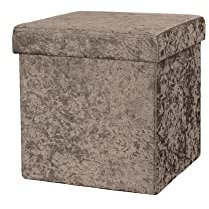 La Maison Large Ottoman Foldaway Storage Blanket Toy Box Bench Crushed Velvet Pouffe Footstool Ottoman (Natural, 38cm x 38cm)