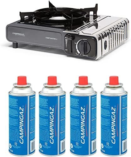 G GRIMALDI Campingaz Camp Bistro 3 - Hornillo de gas portátil con 4 cartuchos de gas CP250