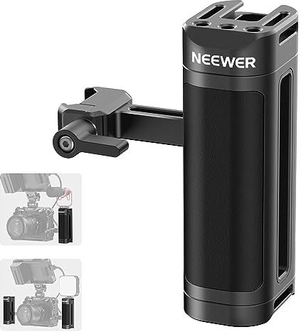 NEEWER Lightweight NATO Side Handle Handgrip Aluminum with Universal NATO Clamp Up & Down Adjustable, 1/4 Threads, Cold Shoe, Camera Cage Handle Compatible with SmallRig NEEWER Cage Rig, CA023H