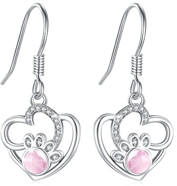 ZIPPICE Herz Ohrringe 925 Sterling Silber Pfoten Tropfen Ohrringe Zirkonia Ohrringe Schmuck Geschenk für Frauen Mädchen