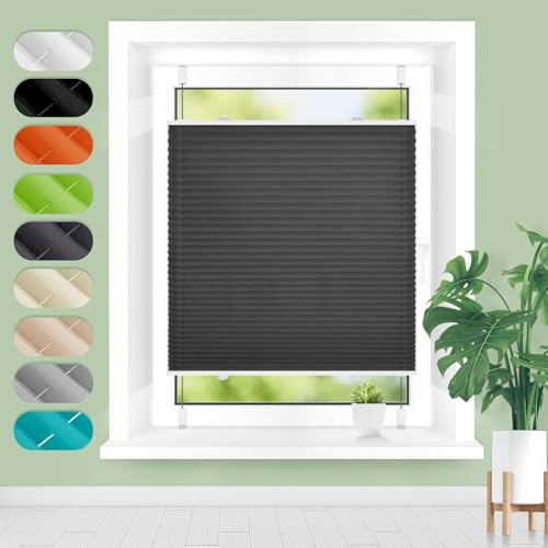 Homland Plissee ohne Bohren Klemmfix B70 x H110 cm Anthrazit, Plissees für Fenster und Tür, Jalousie Easyfix Plisseerollo mit Klemmträger Sonnenschutz und Sichtschutz lichtdurchlässig Rollo