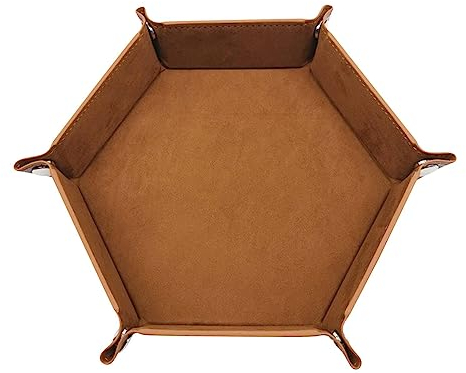 tacery Dados,Soporte Cuero PU - Bandeja Hexagonal para Dados y Almacenamiento, Cuencos Almacenamiento Juegos Mesa portátiles para la Familia, Amigos, Juegos Dados como RPG DND