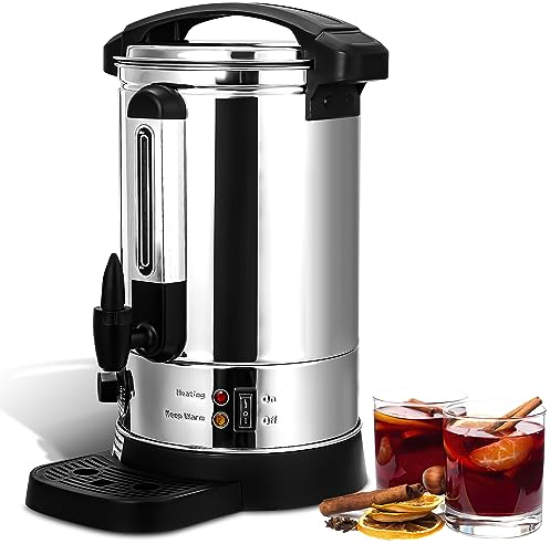 Ansobea Glühweinkocher, 8L Glühweinkocher mit Zapfhahn Thermostat,1500W Glühweintopf Edelstahl mit Wasserstandsanzeige,Glühweinkessel Einstellbare Temperatur von 30-110°C,Heißgetränkeautomat