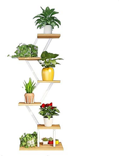 Supports pour plantes d'intérieur, étagères en métal + bois, petit présentoir pour balcon d'intérieur, support pour plantes, D