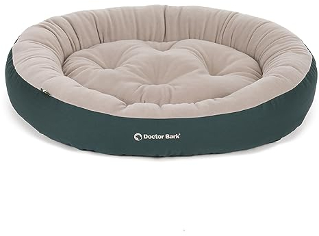 Doctor Bark Hundekorb Kleine Hunde, Hundebett Weich, Rund, Flauschig - Kuscheliges Hundenest mit Wendekissen Fleece/Baumwolle - GreenLabel Hunde Bett (S - 50x40 cm, Grün)