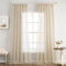 EMEMA 2er Set Sheer Voile Vorhang mit Kräuselband Transparente Gardine aus Voile Polyester Transparent Wohnzimmer Luftig Dekoschal für Schlafzimmer 140 X 225 cm (B x H) Beige